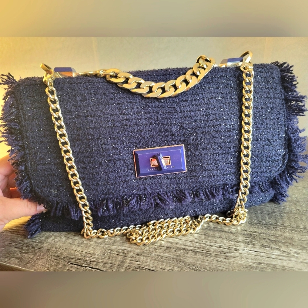 Tweed flap 2 way bag
